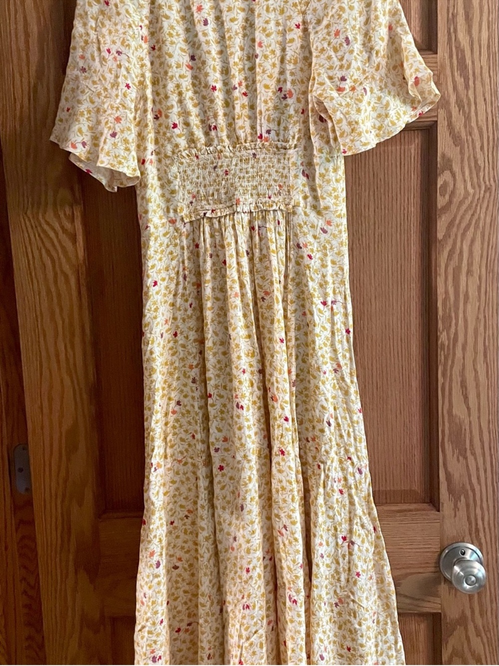 Free People. In Full Bloom. Yellow Floral Smocked midi dress - Picture 2 of 6